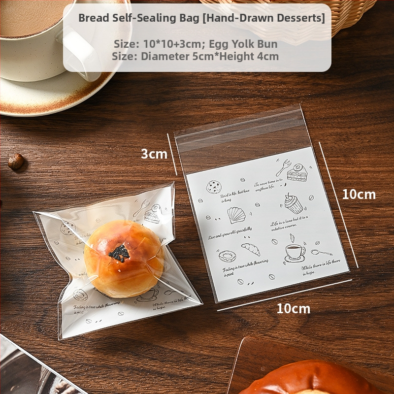 Pungă de ambalat pâine, transparentă, auto-adezivă, de unică folosință; tip de închidere: sigilare; aproximativ 100 bucăți pe pachet; origine: Zhejiang, China; material: OPP