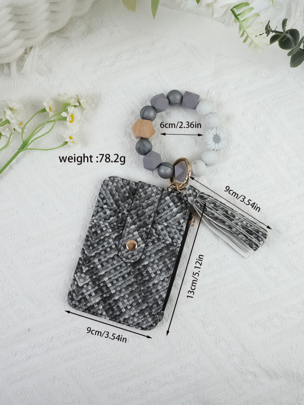 Unisex silikonski novčanik za kartice s kariranim uzorkom, PU podstava, sklopivi dizajn, međunarodni stil trendova