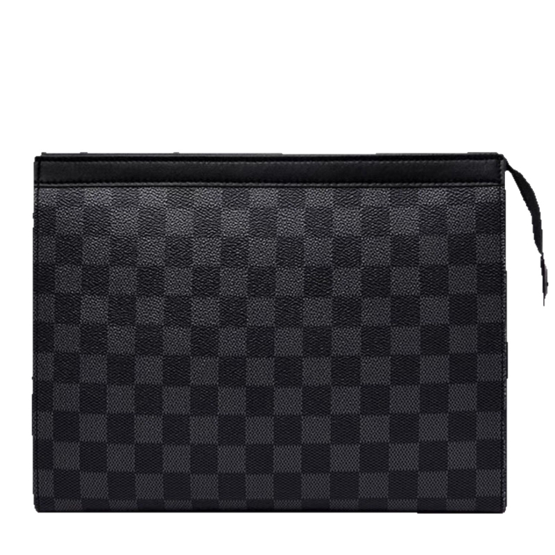 Geantă clutch din piele pentru bărbați, model în carouri - Street fashion, Piele naturală de vițel, căptușeală poliester, Mini Dragon