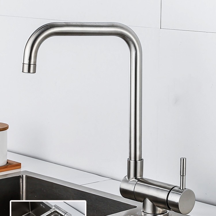 Kuchynský kohút Hj-s010, 304 nerezová oceľ, keramický diskový ventil, menovitý tlak 0,5–1,0 MPa, prevádzková teplota 0–90 °C