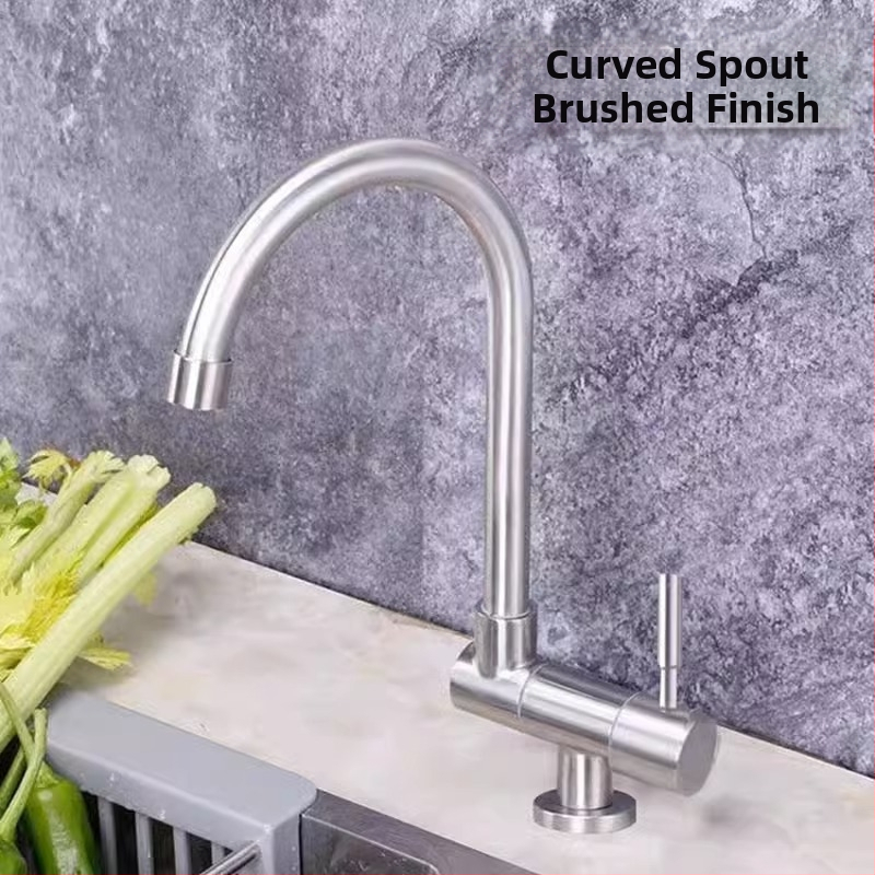 Kuchynský kohút Hj-s010, 304 nerezová oceľ, keramický diskový ventil, menovitý tlak 0,5–1,0 MPa, prevádzková teplota 0–90 °C