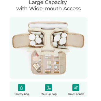 Ženska putna torbica za kozmetiku - puhasti dizajn, ultra lagana, vodootporna, proširiva, jednobojna, poliester
