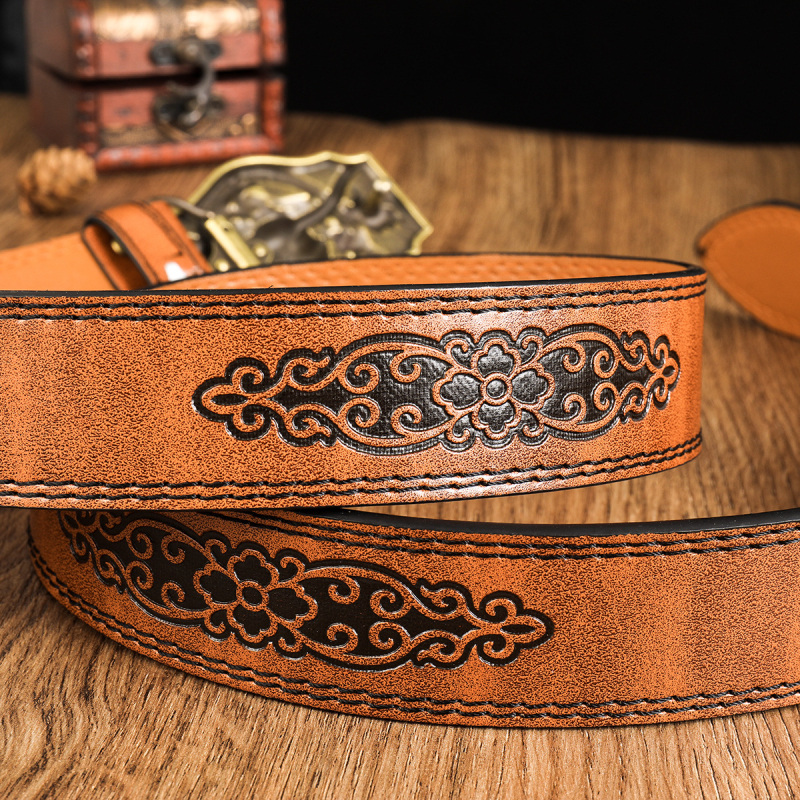 Ανδρική ζώνη με κράμα, σχεδίαση πλάκας-κούμπωμα, PU δέρμα, λεία πόρπη, πλάτος 2-4 εκ