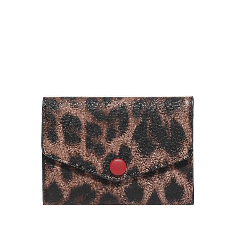 Novčanik za kartice s leopardnim uzorkom, velika kapaciteta, kompaktni sklopivi dizajn, gradski stil, PU materijal
