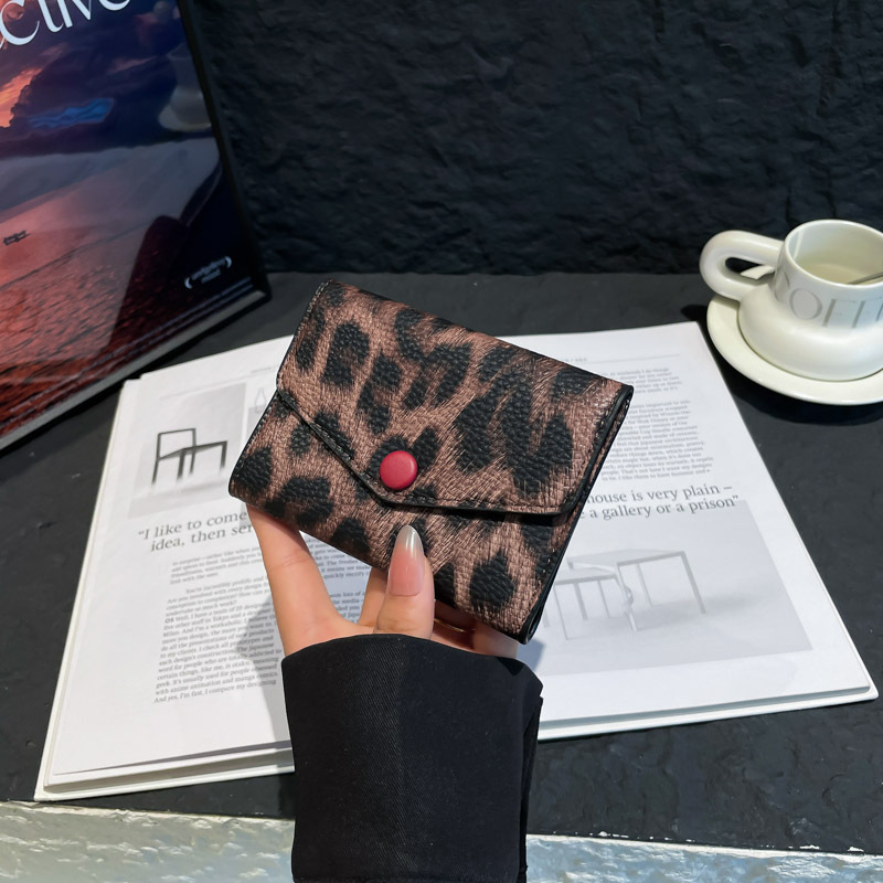 Novčanik za kartice s leopardnim uzorkom, velika kapaciteta, kompaktni sklopivi dizajn, gradski stil, PU materijal
