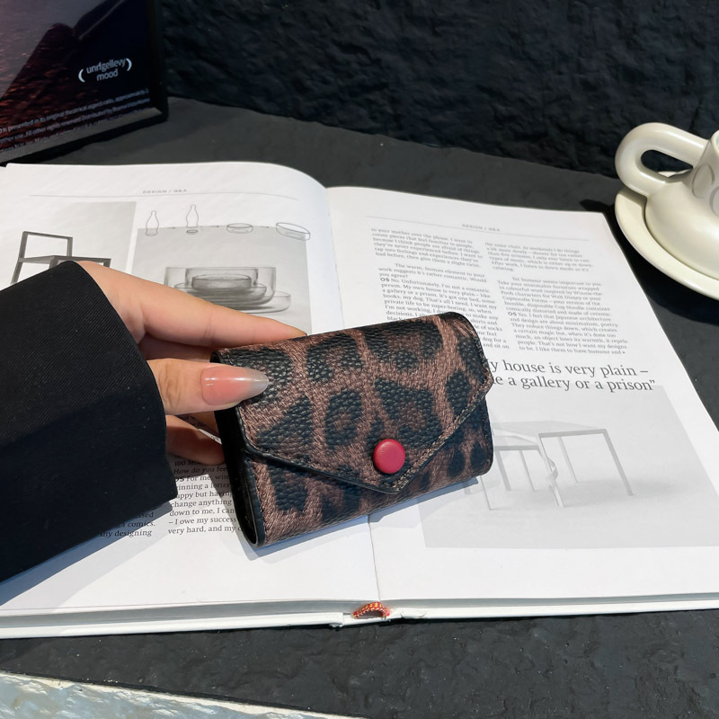 Novčanik za kartice s leopardnim uzorkom, velika kapaciteta, kompaktni sklopivi dizajn, gradski stil, PU materijal