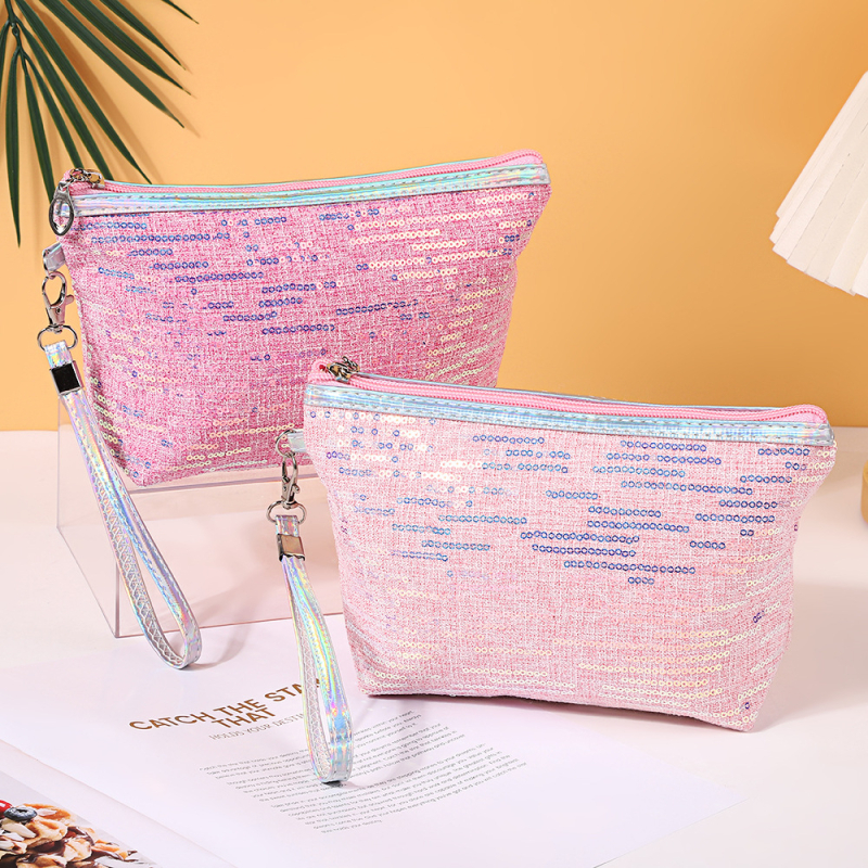 Geantă de cosmetică din pânză, model în dungi, extensie pentru depozitare a produselor de îngrijire a pielii, pentru femei, stil street fashion