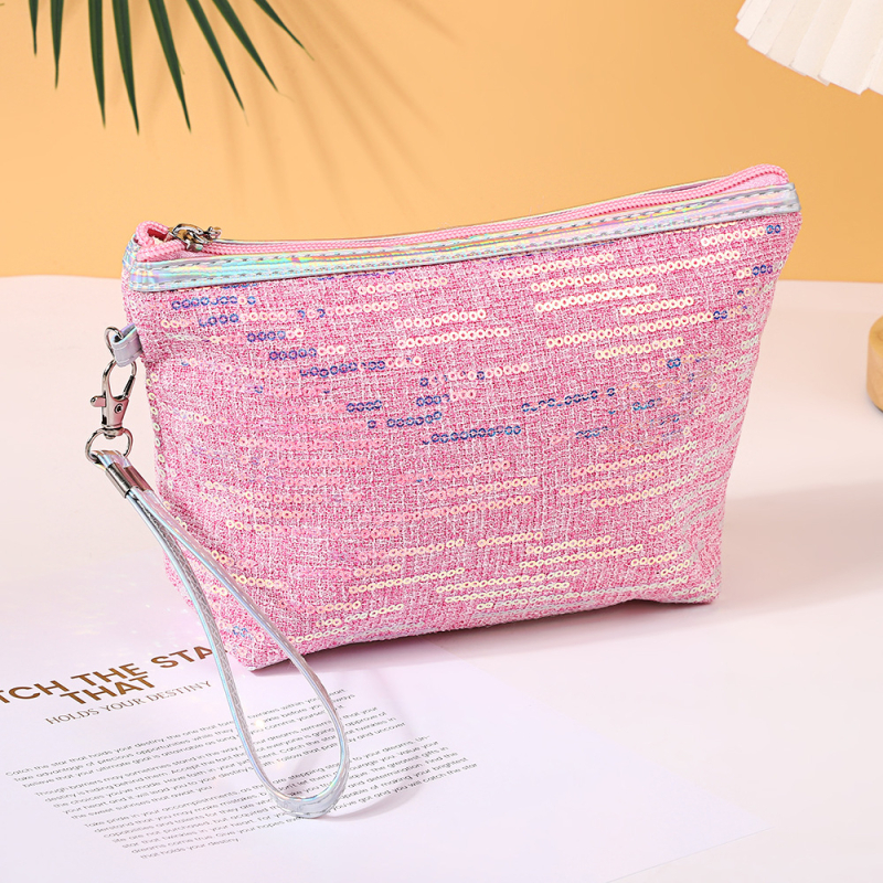 Geantă de cosmetică din pânză, model în dungi, extensie pentru depozitare a produselor de îngrijire a pielii, pentru femei, stil street fashion