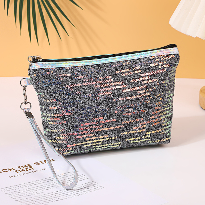 Geantă de cosmetică din pânză, model în dungi, extensie pentru depozitare a produselor de îngrijire a pielii, pentru femei, stil street fashion