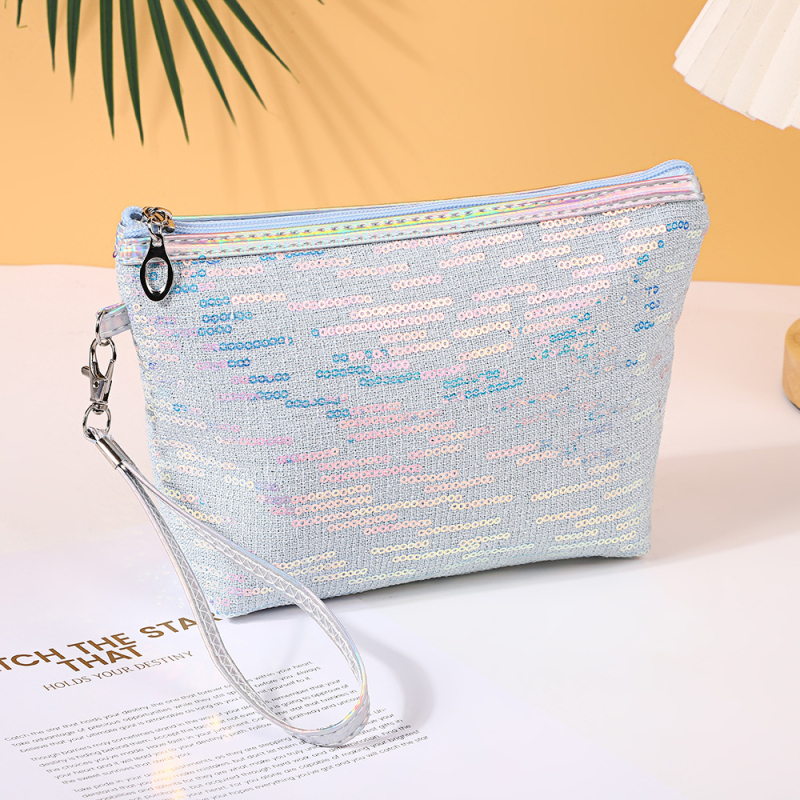 Geantă de cosmetică din pânză, model în dungi, extensie pentru depozitare a produselor de îngrijire a pielii, pentru femei, stil street fashion