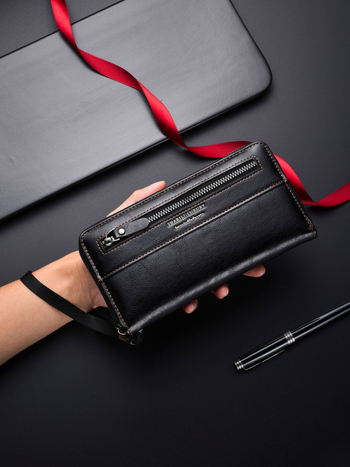 Hosszú pénztárca cipzáras telefonzsebbel, PU bőr, nagy kapacitás, több kártyatartó, könnyű és kopásálló