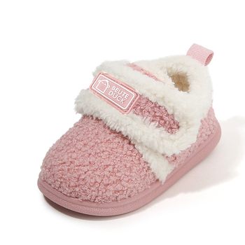 Gyerekek pamut papucs plüss béléssel, téli beltéri lábbelik, uniszex, 1–6 évesek, TPR talp, sarokkal, csúszásmentes és meleg