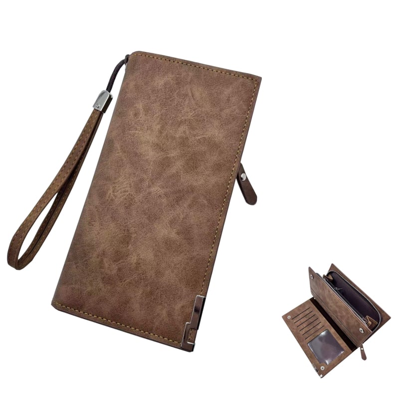 KAIPIBAO Portofel bărbătesc lung - Material PU, Anti-furt, Rezistent la uzură, Căptușeală poliester, Lansare toamnă 2025