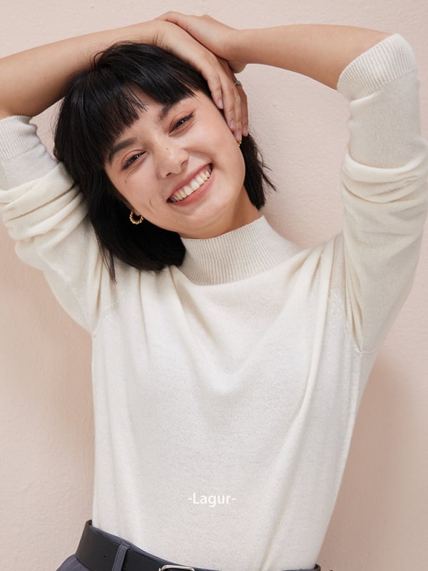 Дамски кашмирен пуловер, дълги ръкави, 95% кашмир, дебело плетиво, есен 2023