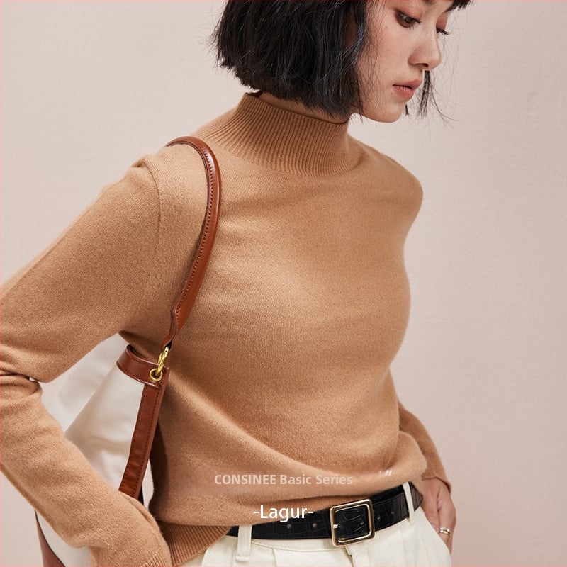 Дамски кашмирен пуловер, дълги ръкави, 95% кашмир, дебело плетиво, есен 2023