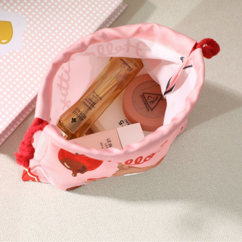 Kozmetička torbica s karikaturnim dizajnom, kvadratnog oblika, Oxford platna, zatvaranje šnurlom