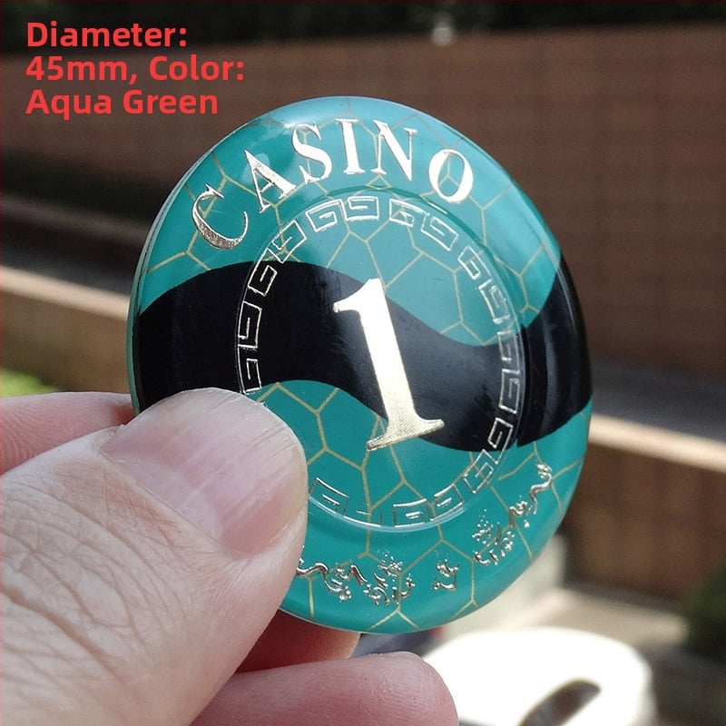 Ακρυλικά τσίπς με μεταλλικό φινίρισμα για αίθουσες σκακιού και καρτών, στρογγυλά και τετράγωνα σχήματα, παραμετροποιήσιμα, μάρκα Joie casino/qiao yu