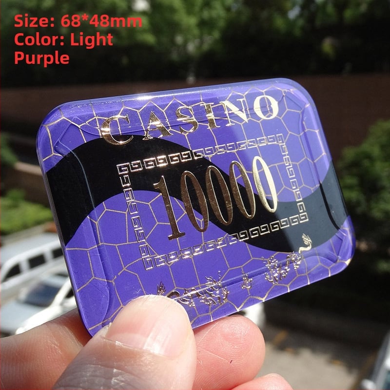 Ακρυλικά τσίπς με μεταλλικό φινίρισμα για αίθουσες σκακιού και καρτών, στρογγυλά και τετράγωνα σχήματα, παραμετροποιήσιμα, μάρκα Joie casino/qiao yu