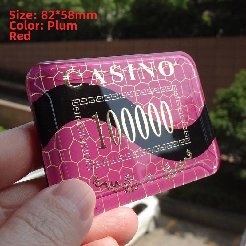 Ακρυλικά τσίπς με μεταλλικό φινίρισμα για αίθουσες σκακιού και καρτών, στρογγυλά και τετράγωνα σχήματα, παραμετροποιήσιμα, μάρκα Joie casino/qiao yu