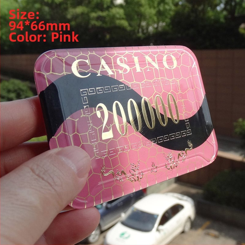 Ακρυλικά τσίπς με μεταλλικό φινίρισμα για αίθουσες σκακιού και καρτών, στρογγυλά και τετράγωνα σχήματα, παραμετροποιήσιμα, μάρκα Joie casino/qiao yu