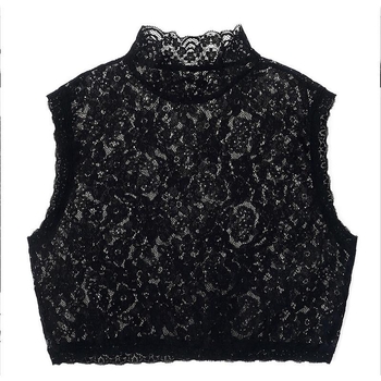 Bluza s odvojivim čipkastim ovratnikom – čipkasti materijal, uzorak razlomljenih cvjetova, podstava od čipke, japansko-korejski stil