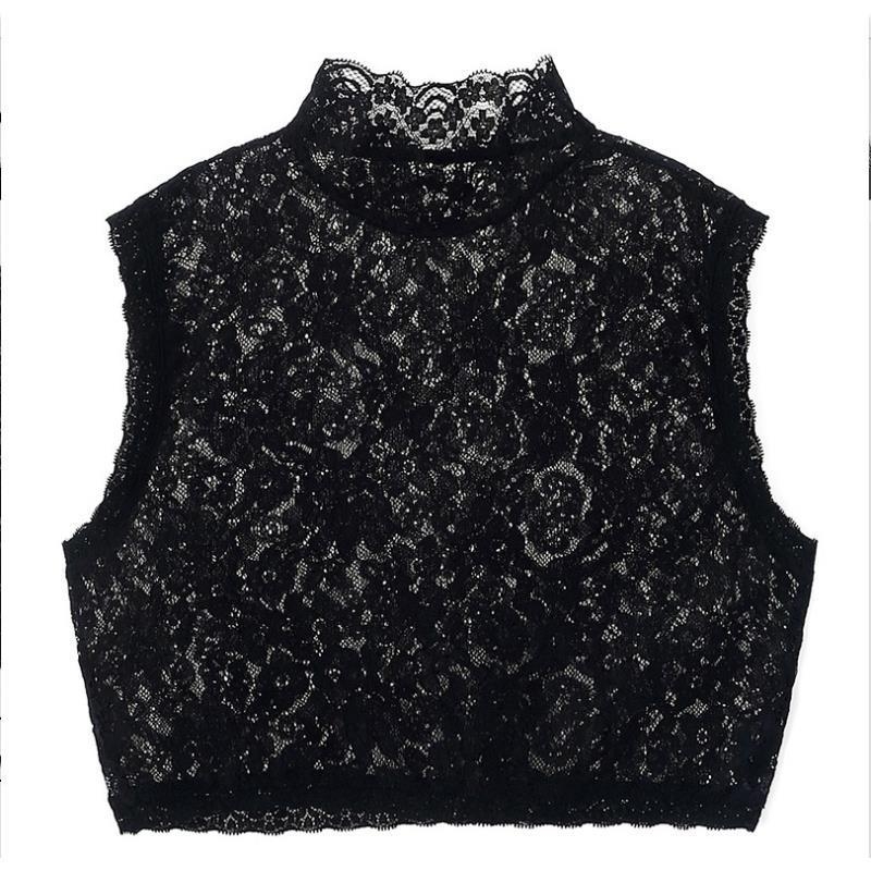 Bluza s odvojivim čipkastim ovratnikom – čipkasti materijal, uzorak razlomljenih cvjetova, podstava od čipke, japansko-korejski stil