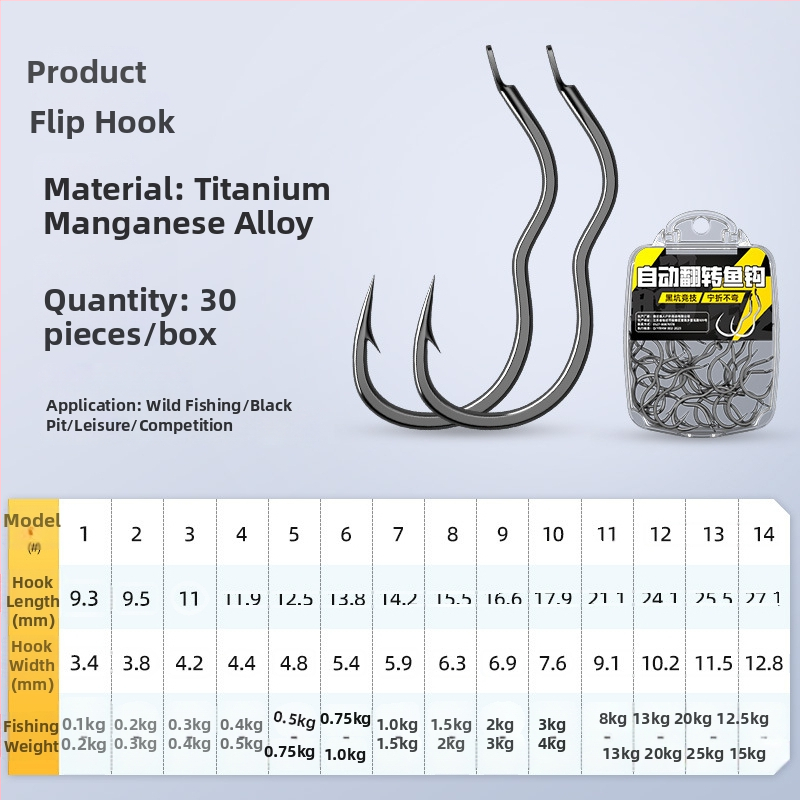 Cârlig Flip Nr.1, oțel carbon, design cu 3 îndoiri, vârf, pentru caras și pescuit în rezervoare