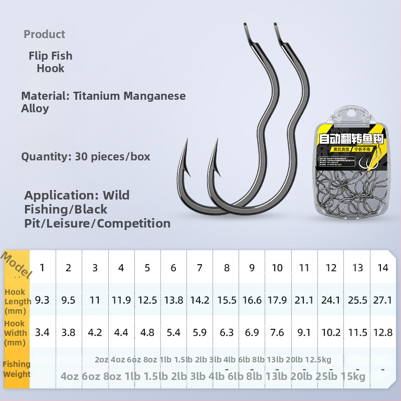 Cârlig Flip Nr.1, oțel carbon, design cu 3 îndoiri, vârf, pentru caras și pescuit în rezervoare