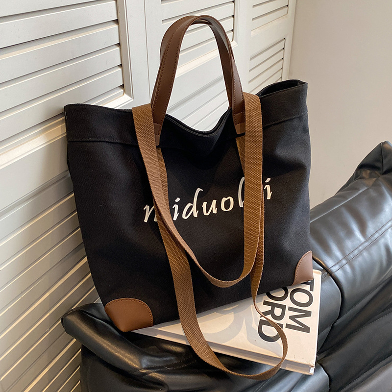 Ženska platnena Tote torba velike kapacitete, gradski stil, vodoravni kvadratni oblik, magnetska kopča, podstava od poliestera