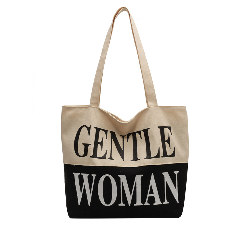 Platnena Tote torba, ulični stil, horizontalno kvadratni oblik, zatvarač.