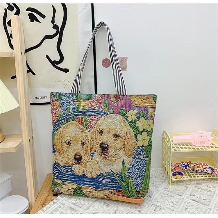 Ženska platnena tote torba sa zipom, gradski stil, vodoravni kvadratni oblik, polyester podstava
