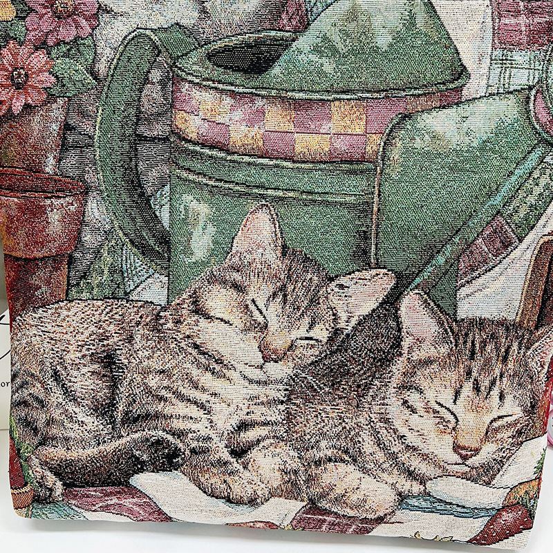 Ženska platnena tote torba sa zipom, gradski stil, vodoravni kvadratni oblik, polyester podstava
