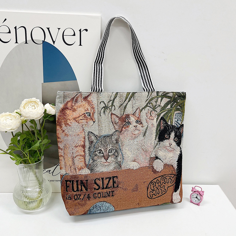 Ženska platnena tote torba sa zipom, gradski stil, vodoravni kvadratni oblik, polyester podstava
