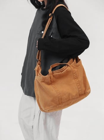 Kanvas torba Tote, gradski stil, horizontalni kvadratnog oblika, zatvaranje zipom