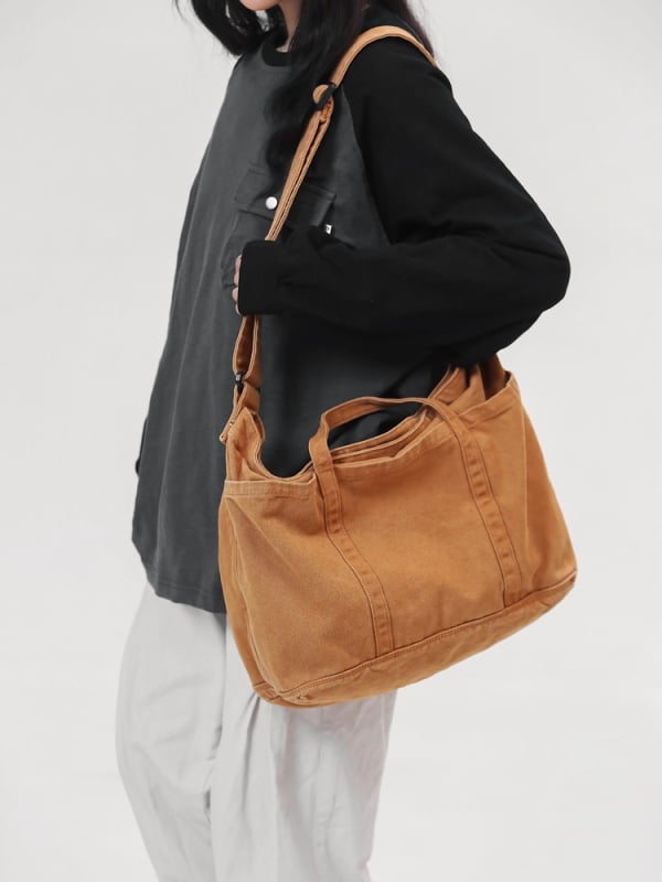 Kanvas torba Tote, gradski stil, horizontalni kvadratnog oblika, zatvaranje zipom