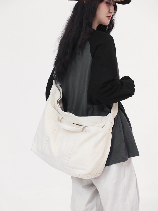 Kanvas torba Tote, gradski stil, horizontalni kvadratnog oblika, zatvaranje zipom