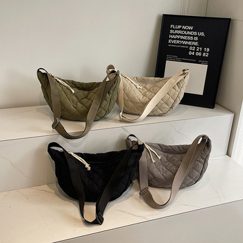 Ženska dumpling torba od platna – crossbody, zatvarač, džep za telefon, poliester podstava