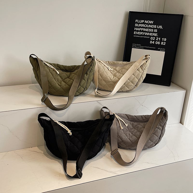Ženska dumpling torba od platna – crossbody, zatvarač, džep za telefon, poliester podstava