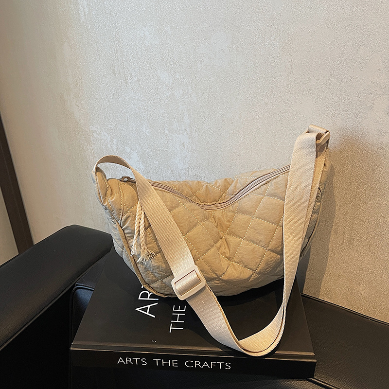 Ženska dumpling torba od platna – crossbody, zatvarač, džep za telefon, poliester podstava