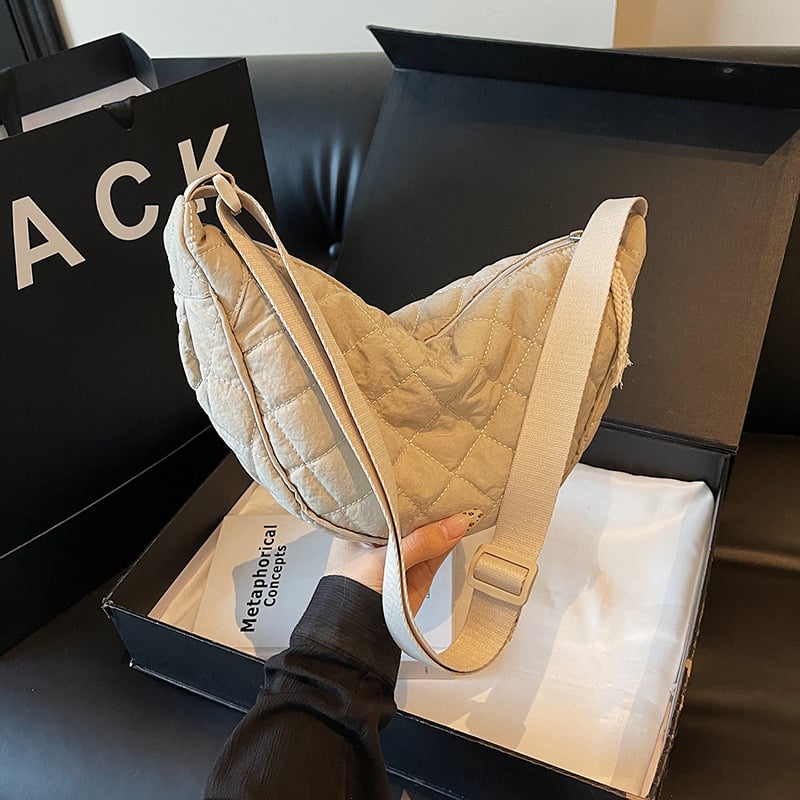 Ženska dumpling torba od platna – crossbody, zatvarač, džep za telefon, poliester podstava