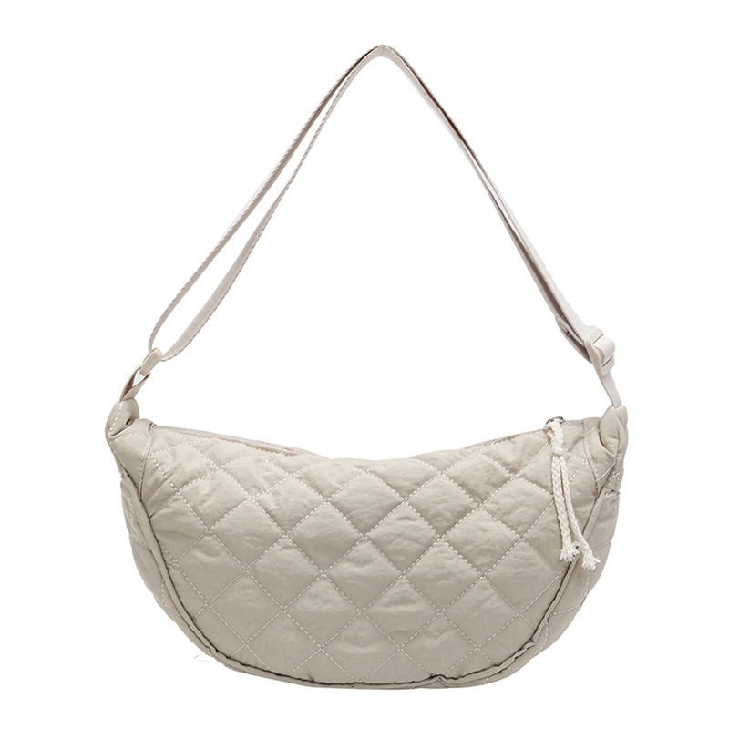 Ženska dumpling torba od platna – crossbody, zatvarač, džep za telefon, poliester podstava