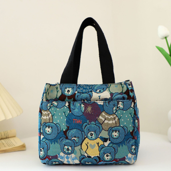 Geantă tote din pânză cu formă vertical dreptunghiulară, închidere cu fermoar, căptușeală poliester, buzunar intern pentru telefon, fără curea de umăr