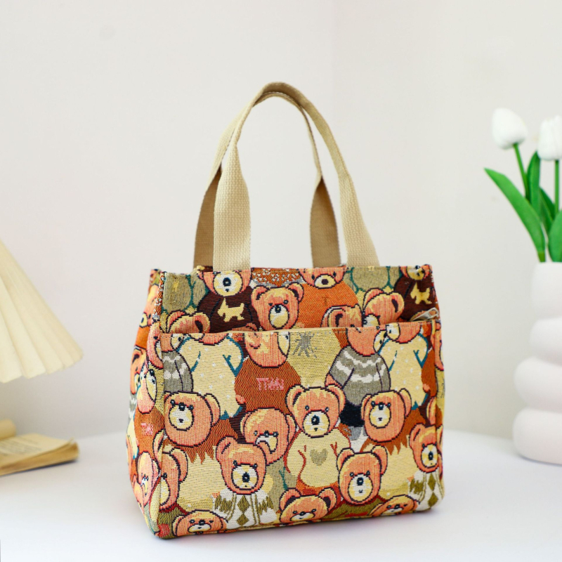 Geantă tote din pânză cu formă vertical dreptunghiulară, închidere cu fermoar, căptușeală poliester, buzunar intern pentru telefon, fără curea de umăr