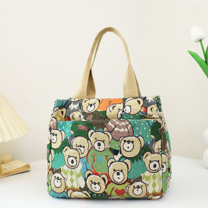 Geantă tote din pânză cu formă vertical dreptunghiulară, închidere cu fermoar, căptușeală poliester, buzunar intern pentru telefon, fără curea de umăr