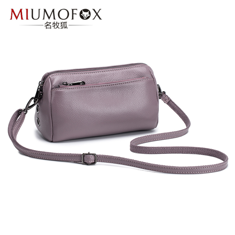 Ženska crossbody torbica od prave kože (prvi sloj goveđe kože), jastučastog oblika, mali kvadratni stil, zatvaranje na zip, unutarnji džep sa zipom, džep za telefon i ID
