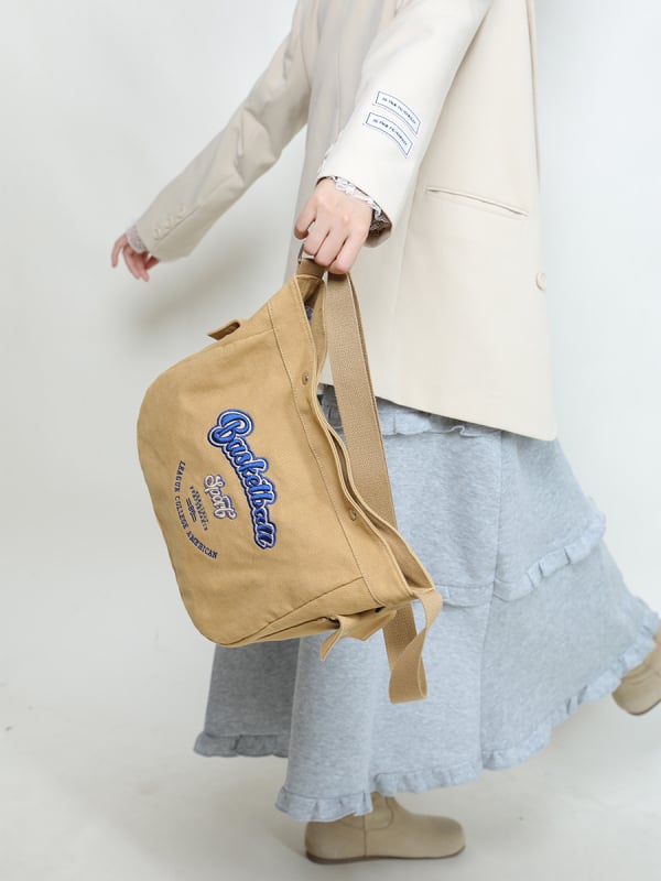 EHOOO platnena messenger torba, street trend stil, magnetski zatvarač, džep na zip