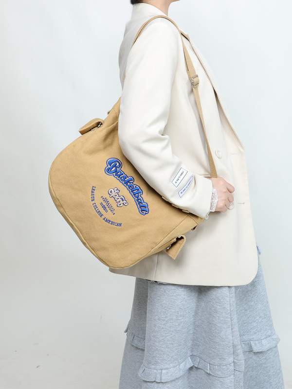 EHOOO platnena messenger torba, street trend stil, magnetski zatvarač, džep na zip