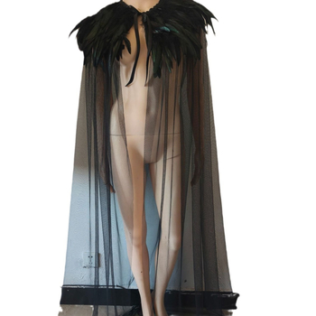 Пелерина-шал с пера, унисекс, изработена от козина, монохромен дизайн, пуловер стил, ширина 40 см