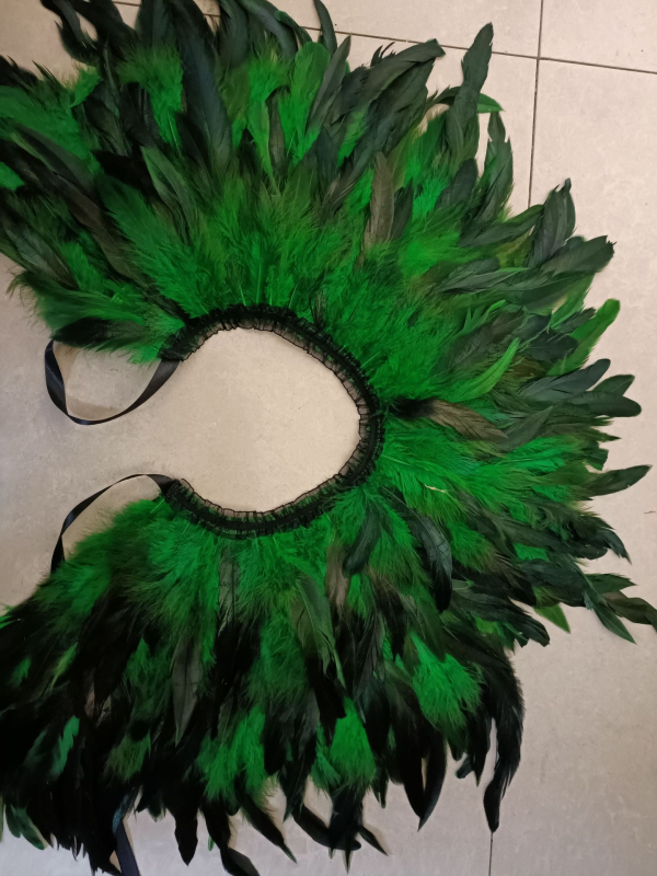 Пелерина-шал с пера, унисекс, изработена от козина, монохромен дизайн, пуловер стил, ширина 40 см