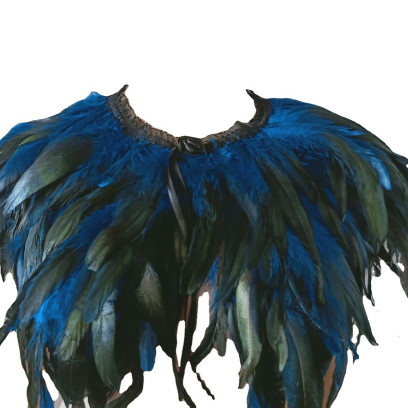 Пелерина-шал с пера, унисекс, изработена от козина, монохромен дизайн, пуловер стил, ширина 40 см